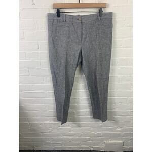 Ann Taylor Straight Leg The Cotton Cropped Pants in Stripe Gray Size 10 Petite